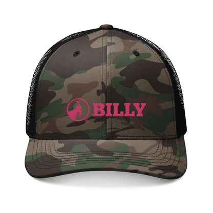 BILLY Camouflage Trucker Hat (Pink Horizontal Logo - Embroidery)