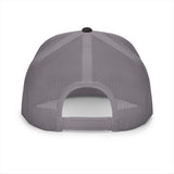 BILLY 5 Panel Flat Bill Trucker Cap (White Vertical Logo - Embroidery) — AVAILABLE IN 13 COLORS