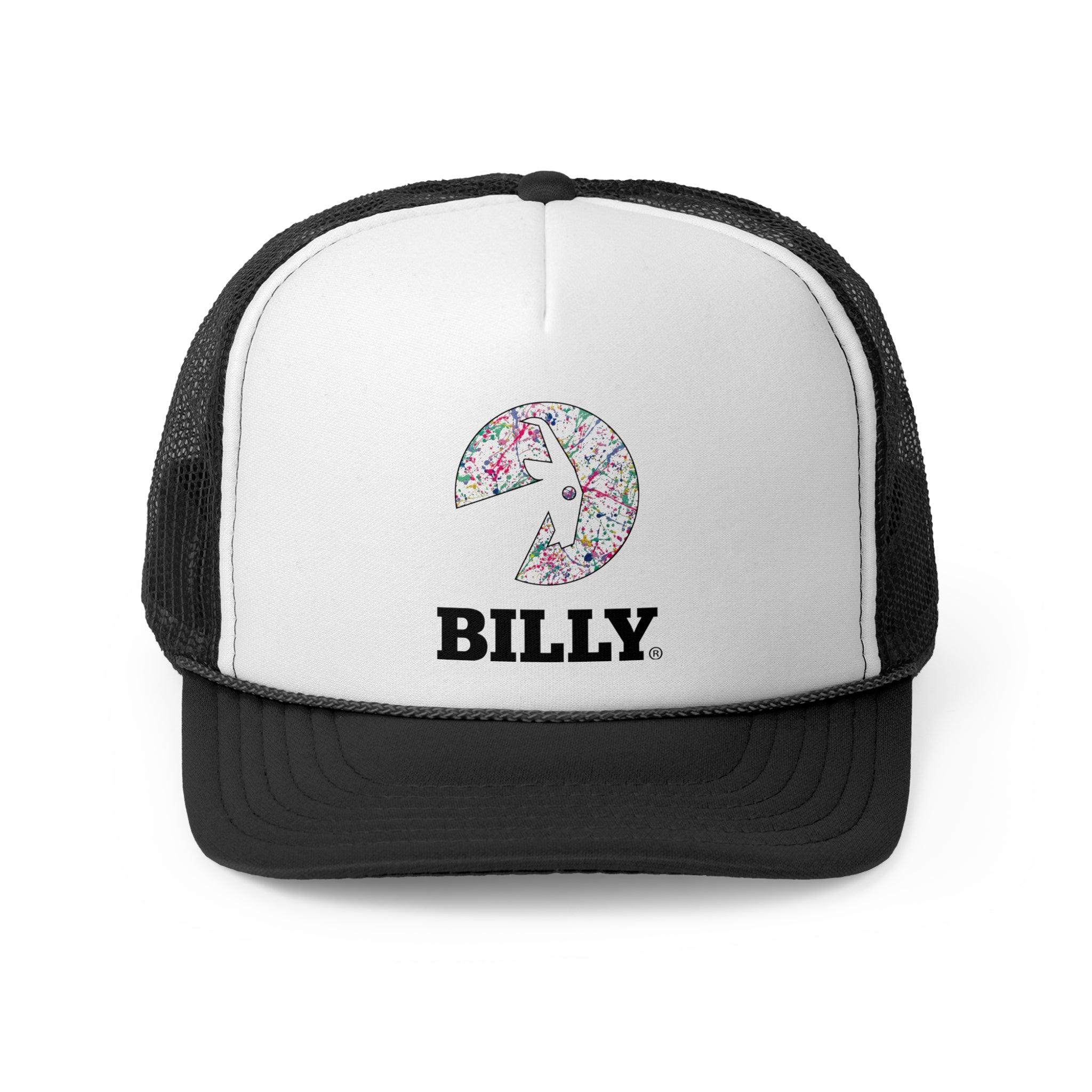 BILLY Foam Trucker Cap (Sasha Splatter - Black Print) — AVAILABLE IN 2 COLORS