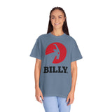 BILLY Unisex Garment-Dyed T-Shirt (Black/Red Vertical Logo)