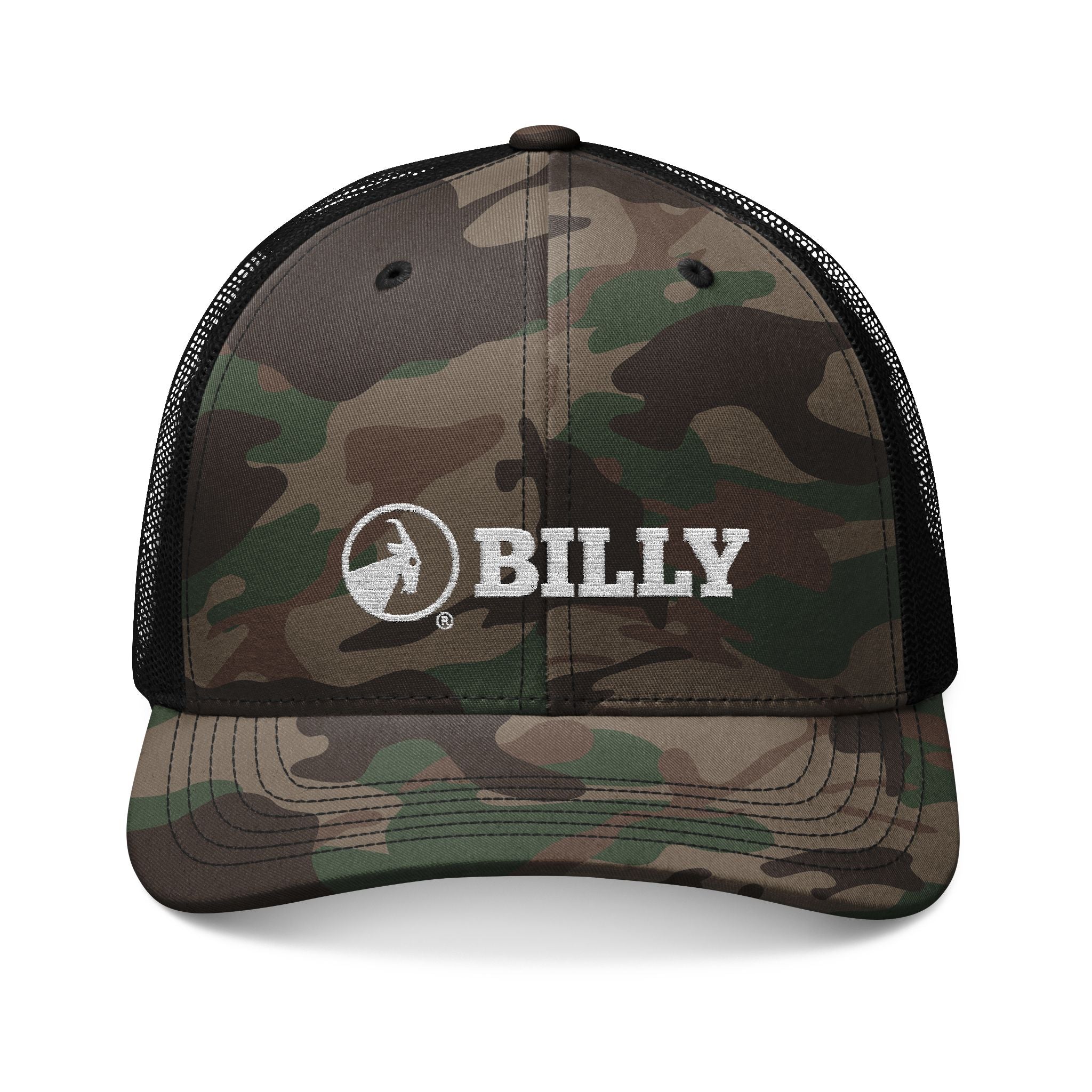 BILLY Camouflage Trucker Hat (White Horizontal Logo - Embroidery)
