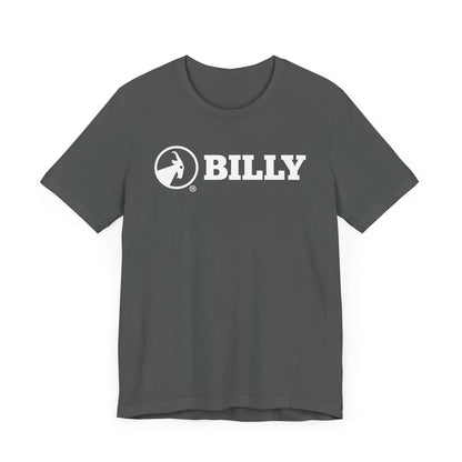 BILLY Adult Unisex Jersey Short Sleeve Tee (White Horizontal Logo)