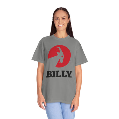 BILLY Unisex Garment-Dyed T-Shirt (Black/Red Vertical Logo)
