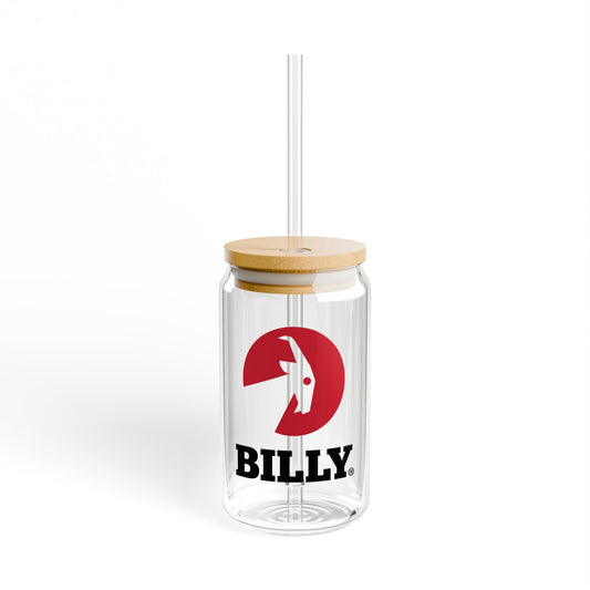 BILLY Sipper Glass, 16oz (Red/Black Vertical Logo)