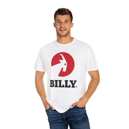 BILLY Unisex Garment-Dyed T-Shirt (Black/Red Vertical Logo)
