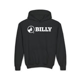 BILLY Core Youth Heavy Blend Hooded Sweatshirt (White Horizontal Logo)  — AVAILABLE IN 4 COLORS
