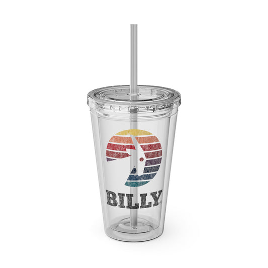 BILLY Sunsplash Tumbler with Straw, 16oz (Vintage Logo)