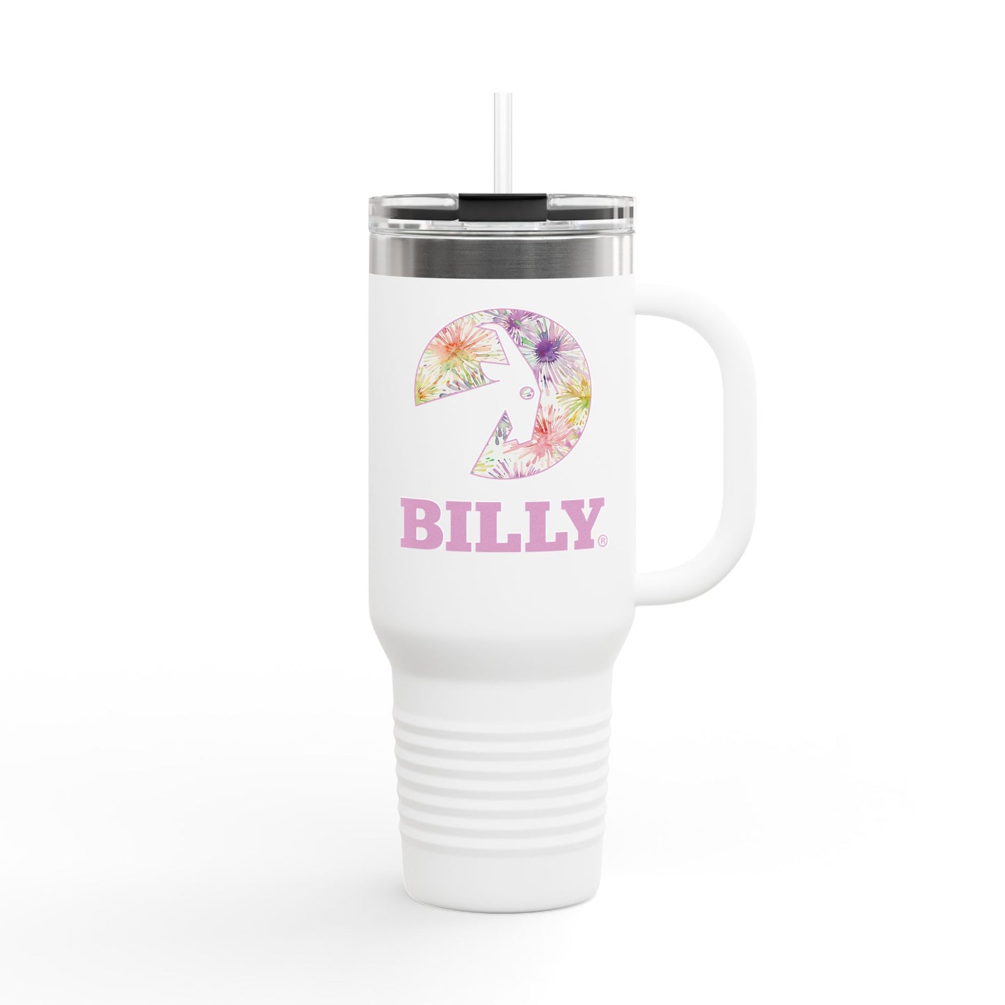 BILLY Insulated Travel Mug, 40oz (Floral Logo)