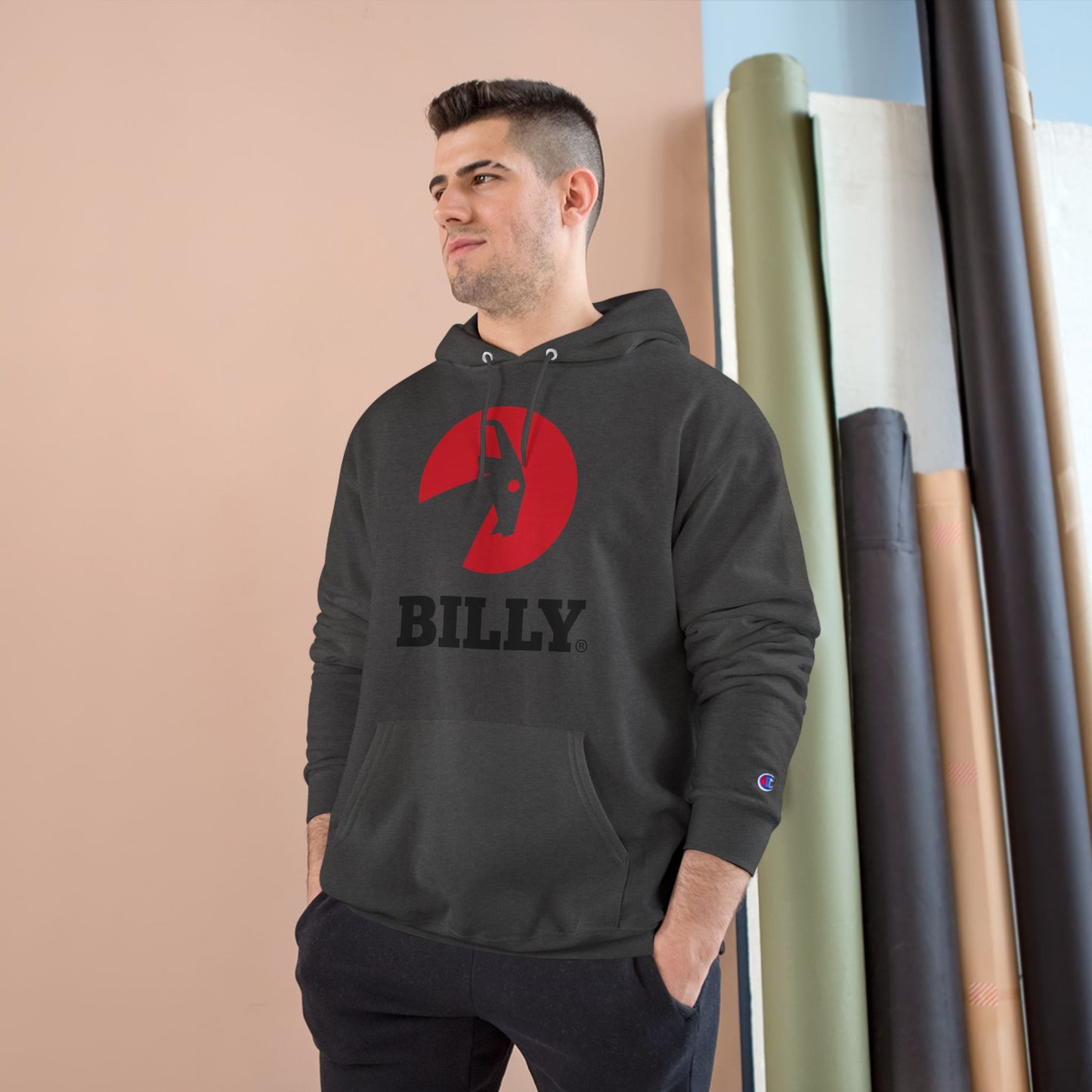 BILLY Core Adult Unisex Hoodie (Red/Black Vertical Logo)