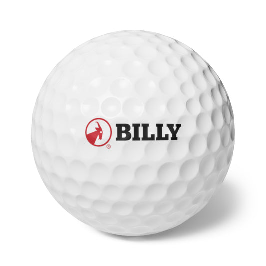 BILLY Golf Balls, 6pcs (Red/Black Horizontal Logo)