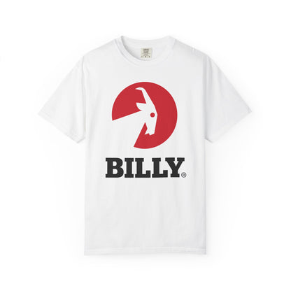 BILLY Unisex Garment-Dyed T-Shirt (Black/Red Vertical Logo)