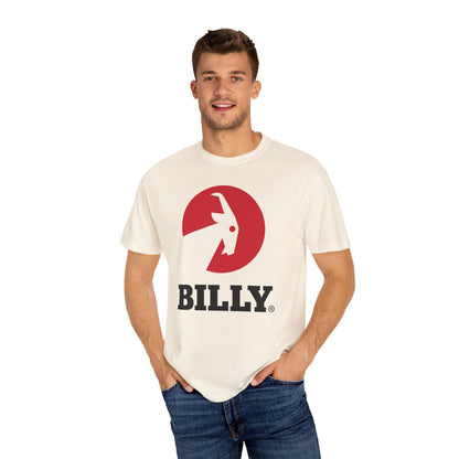 BILLY Unisex Garment-Dyed T-Shirt (Black/Red Vertical Logo)
