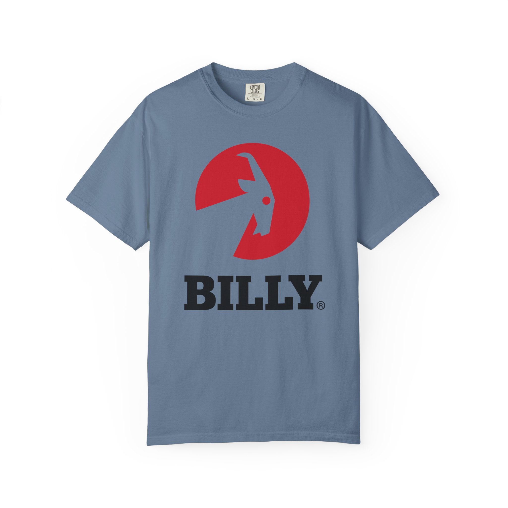 BILLY Unisex Garment-Dyed T-Shirt (Black/Red Vertical Logo)