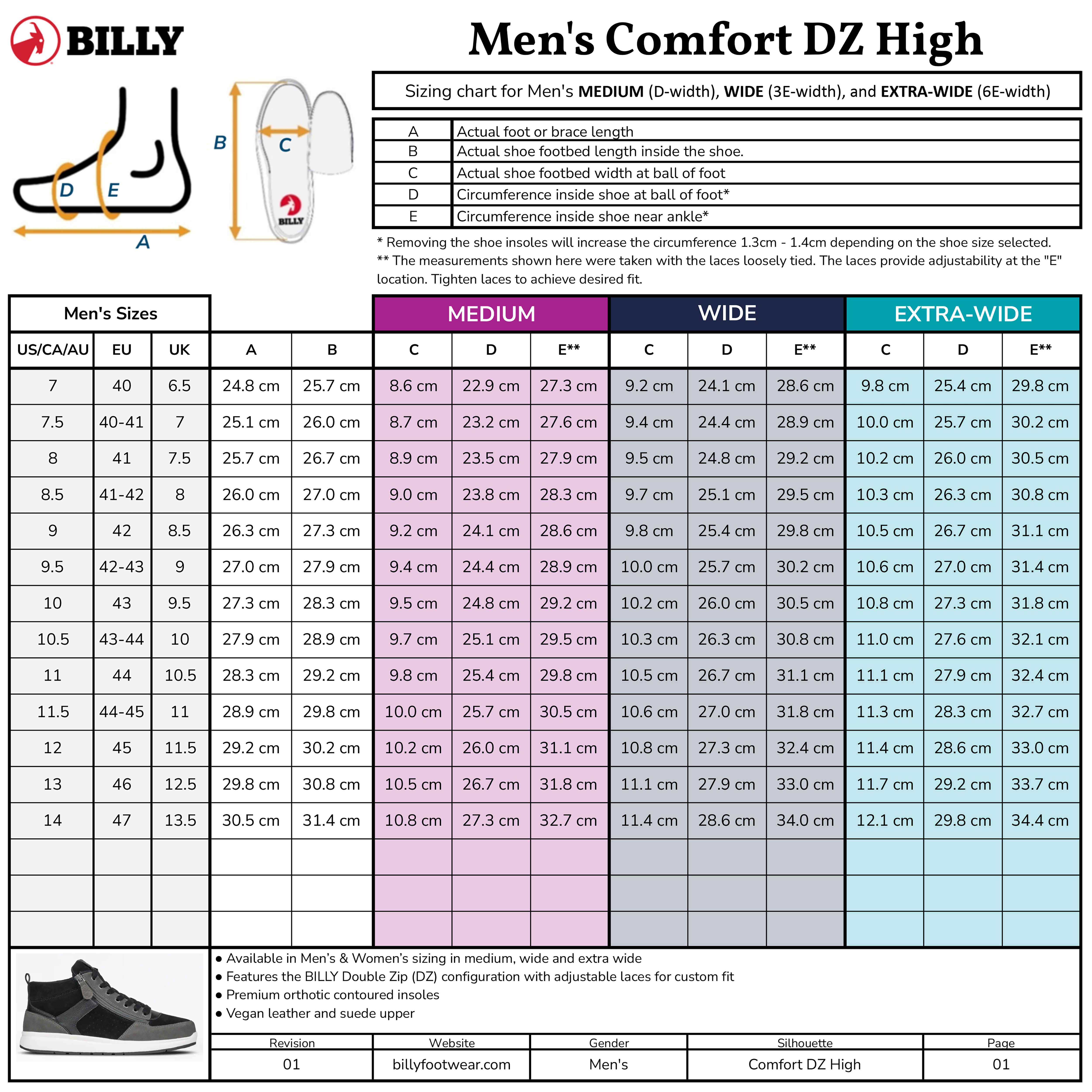 Men's Black/Charcoal/Black BILLY Comfort DZ High – BILLY Footwear