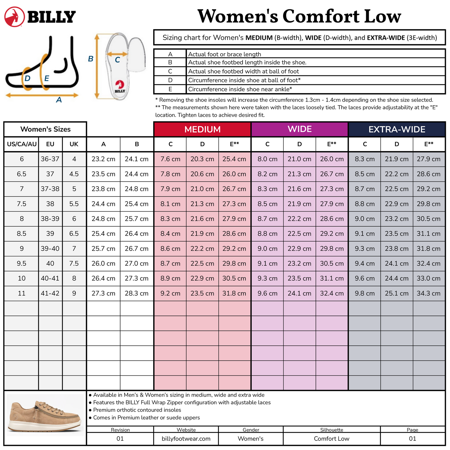 SALE - Women's Black to the Floor BILLY Work Comfort Low