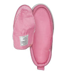 A pair of FINAL SALE - Pink BILLY Classic D|R High slippers by BILLY Footwear, with textured fabric and removable insoles. One is upright, the other displays the inside label, both on a white background.