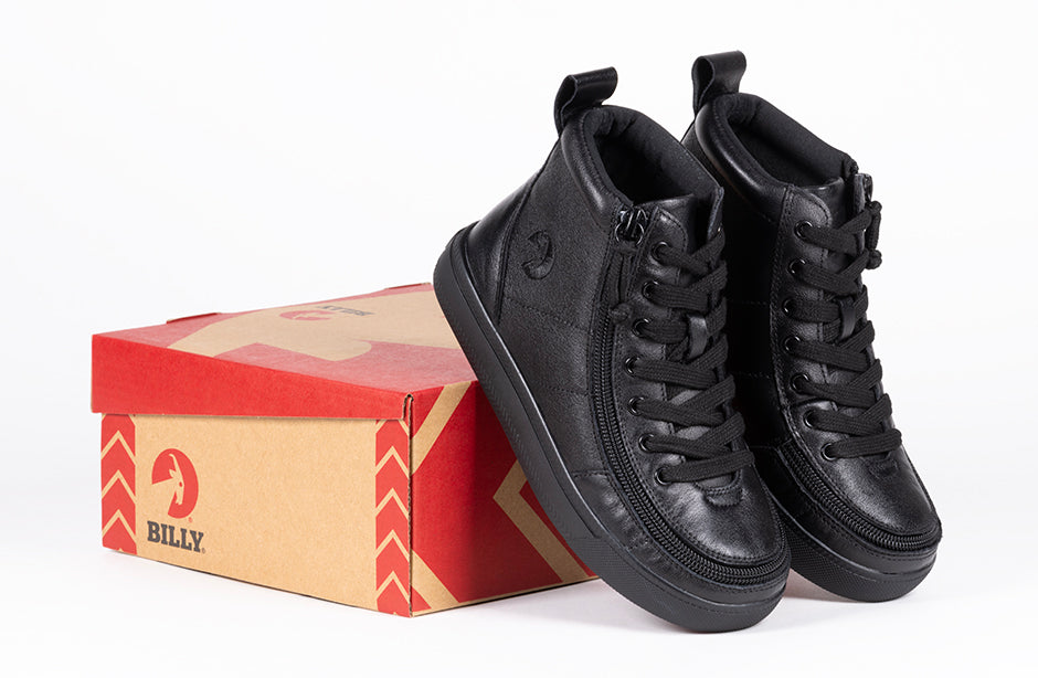SALE - Black to the Floor Leather BILLY Classic Lace High Tops