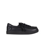 Black sneaker with a zipper on a white background