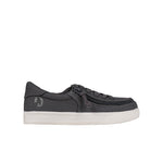 Dark Grey sneaker with a white sole on a white background