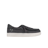 Dark Grey sneaker with a white sole on a white background