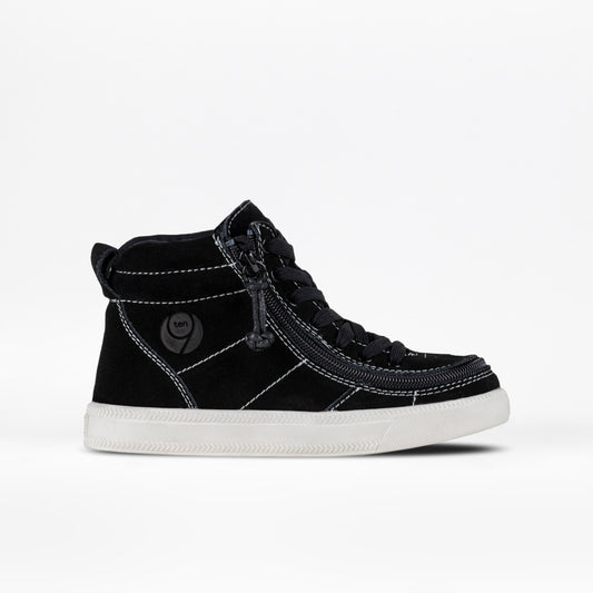 side view of Black Suede BILLY Ten9 Street High Tops