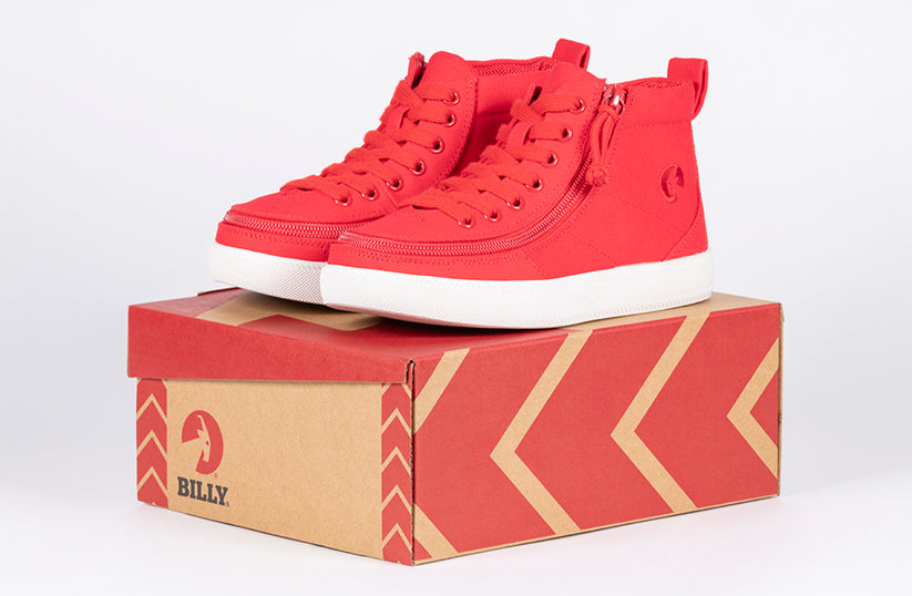 Red Billy Classic D|R High Top Sneakers - 11W Little Kid, Rubber Sole, Ankle Height