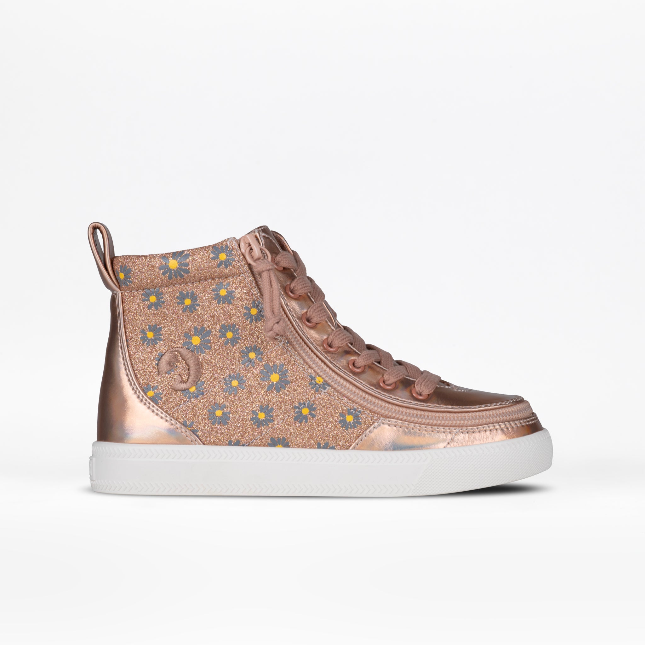 side view of Rose Gold Daisy BILLY Classic Lace High