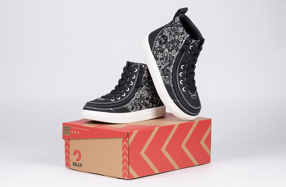 SALE - Black Paisley BILLY Classic Lace High Tops