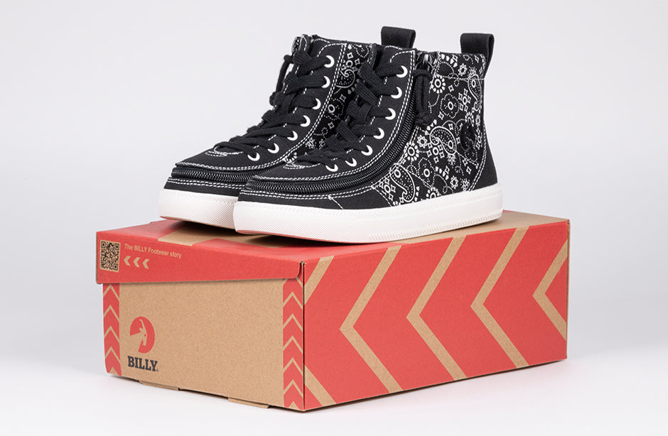 SALE - Black Paisley BILLY Classic Lace High Tops