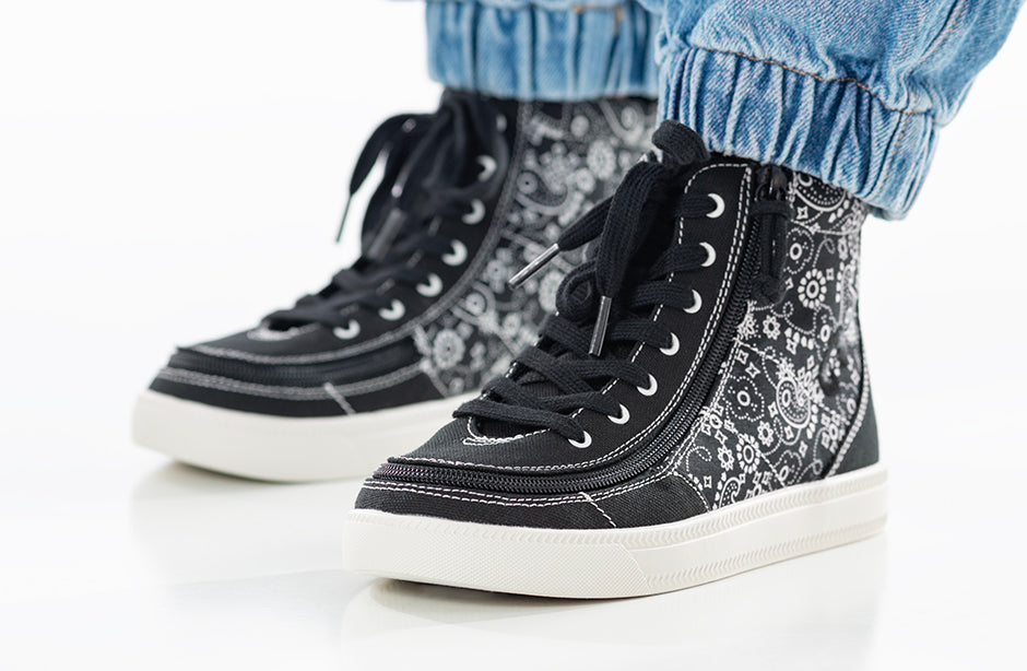 SALE - Black Paisley BILLY Classic Lace High Tops