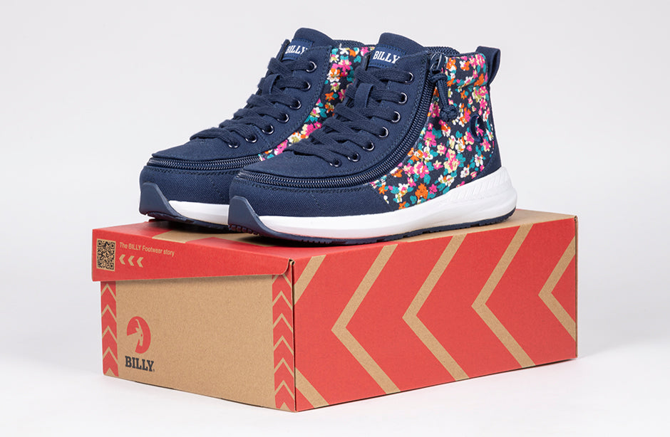 Navy Floral BILLY Goat Classic High Top AFO-Friendly Shoes