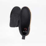 The Black/Gum BILLY CS High by BILLY Footwear is a kids’ high top sneaker with a tan sole, shown from above. Its upper has a full wrap zipper, unzipped and folded open to reveal an insole featuring the white and red BILLY logo.