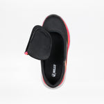 The BILLY Footwear SALE - Black/Fuchsia Fire BILLY Sport Inclusion kids sneaker is shown from above with a pink and orange sole, open flap, and black insole labeled BILLY.
