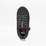 The Black BILLY Limitless by BILLY Footwear is an adaptive athletic shoe with gray laces, a “LIMITLESS” tag on the tongue, a red BILLY logo insole, and the signature Full Wrap Zipper for easy access.