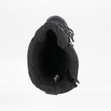 Top view of the Black BILLY Ice Boot by BILLY Footwear shows a thick fleece-like lining, side laces, and a partially visible interior tag. These kids' waterproof insulated boots are ideal for winter. Shown on a plain white background.