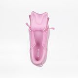 Top view of the Pink Confetti BILLY Sport Inclusion DZ1 sneaker for kids by BILLY Footwear, featuring double zippers that reveal a soft cushioned tongue and branded insole, set against a white background.