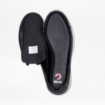 Men's black adaptive shoe opened with a wraparound zipper, showing the insole with the BILLY logo.