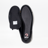 Men's black adaptive shoe opened with a wraparound zipper, showing the insole with the BILLY logo.