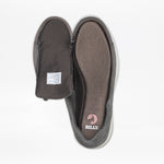 Men's grey adaptive shoe opened with a wraparound zipper, showing the insole with the BILLY logo.