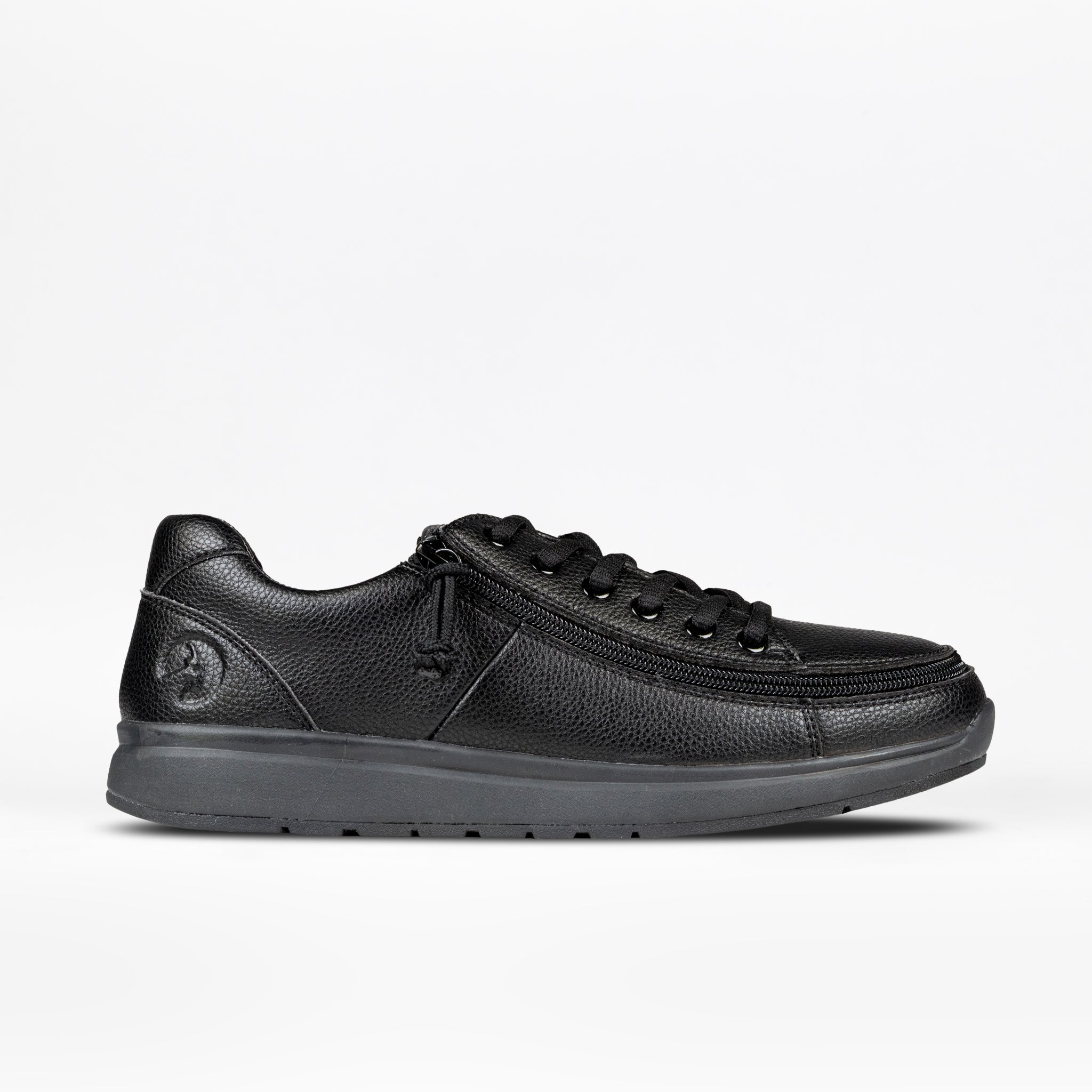 Black leather sneaker on a white background