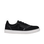 Black sneaker with white sole on a white background