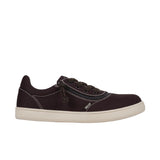 Brown sneaker with white sole on a white background