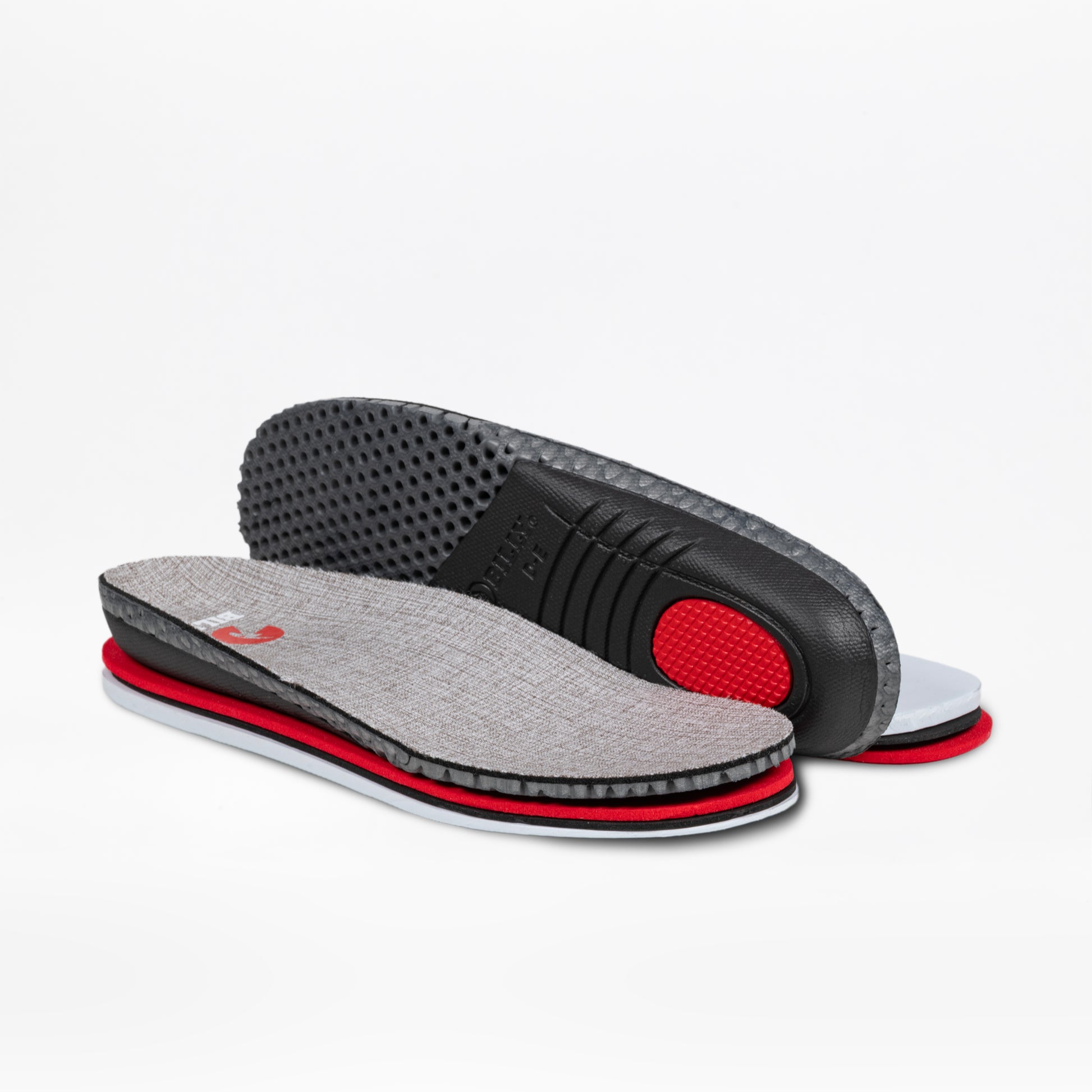 The removable insoles of the Women's Grey Jersey BILLY Goat Classic High by BILLY Footwear are designed for support and comfort. Their stylish grey finish is displayed on a white background.