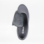 Top-down view of the Men's Charcoal BILLY Sport Inclusion shoe by BILLY Footwear, featuring a wide side opening and visible white BILLY logo on the insole. These men's athletic zipper shoes offer easy-access design. Background is plain white.