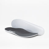Two orthotic insoles are shown on a white background. Their contoured black top and smooth white underside offer comfort and support, as featured in the Men's Charcoal BILLY Sport Inclusion by BILLY Footwear.