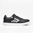 The BILLY Footwear Men's CS Low in Black/White features a lace-up front, side zipper, white sole, and chevron stripes, shown against a plain white background.