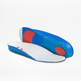 Orthopedic-grade insoles with a white top layer and blue/red cushioning, designed for comfort and support—ideal for BILLY Footwear Women's White/Black BILLY CS Low double zipper sneakers or other sensory-friendly shoes.