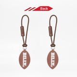Reverse side. Two brown zipper pulls with 'BILLY' logo on back