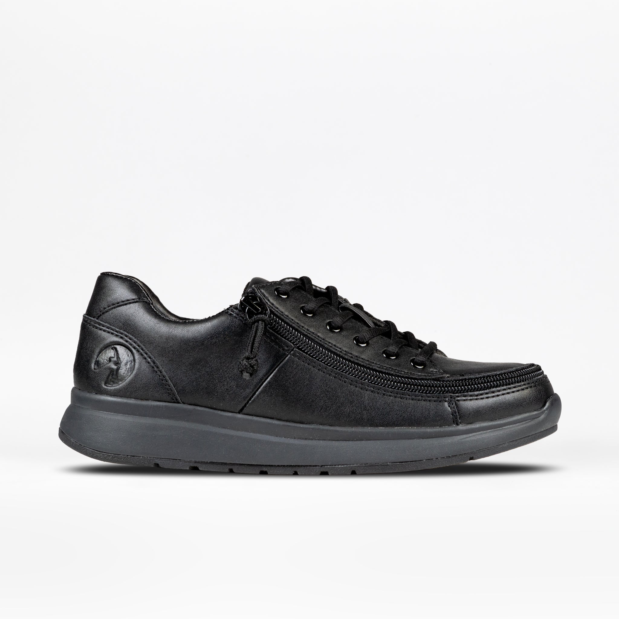 Black leather sneaker on a white background