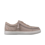 Beige sneaker with a white sole on a white background